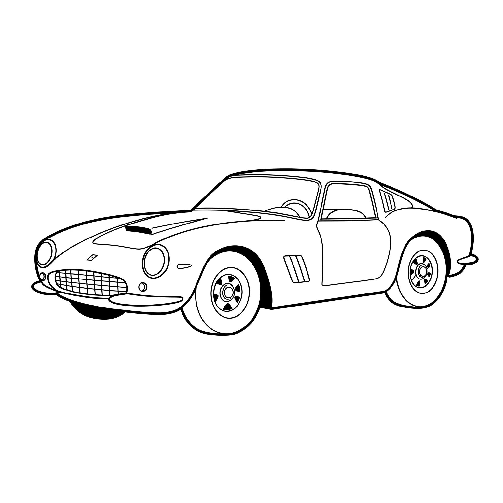 coloriage Une Ferrari classique de profil pour enfants a imprimer gratuit