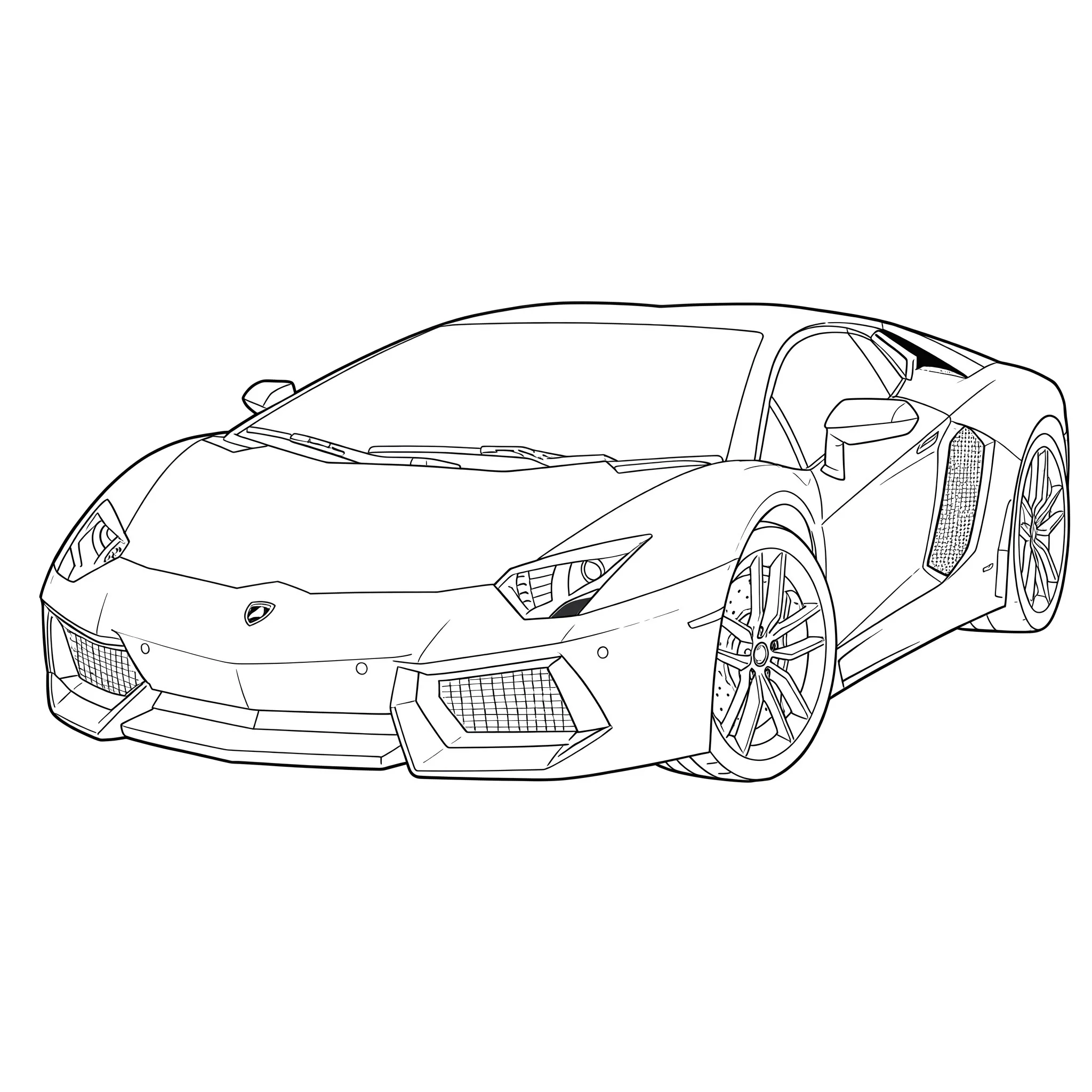 coloriage Une Lamborghini Aventador de face a imprimer pour enfant de 4 ans