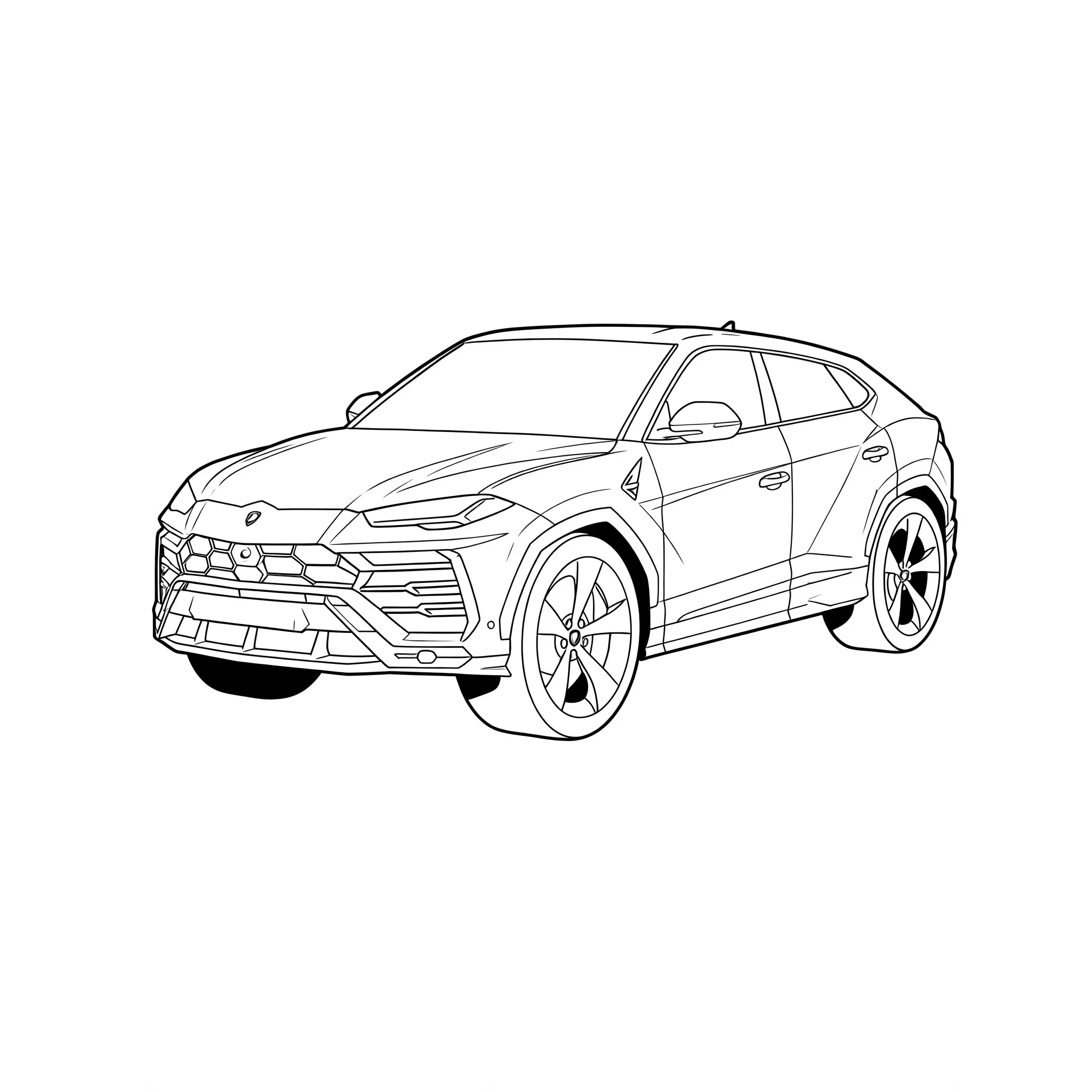 coloriage Une Lamborghini Urus (SUV) simplifiée gratuit pour enfants