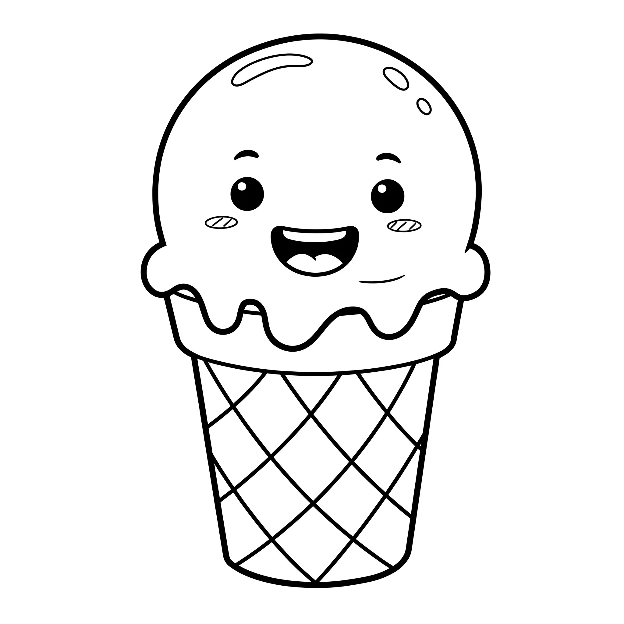 coloriage Une glace à une boule souriante gratuit