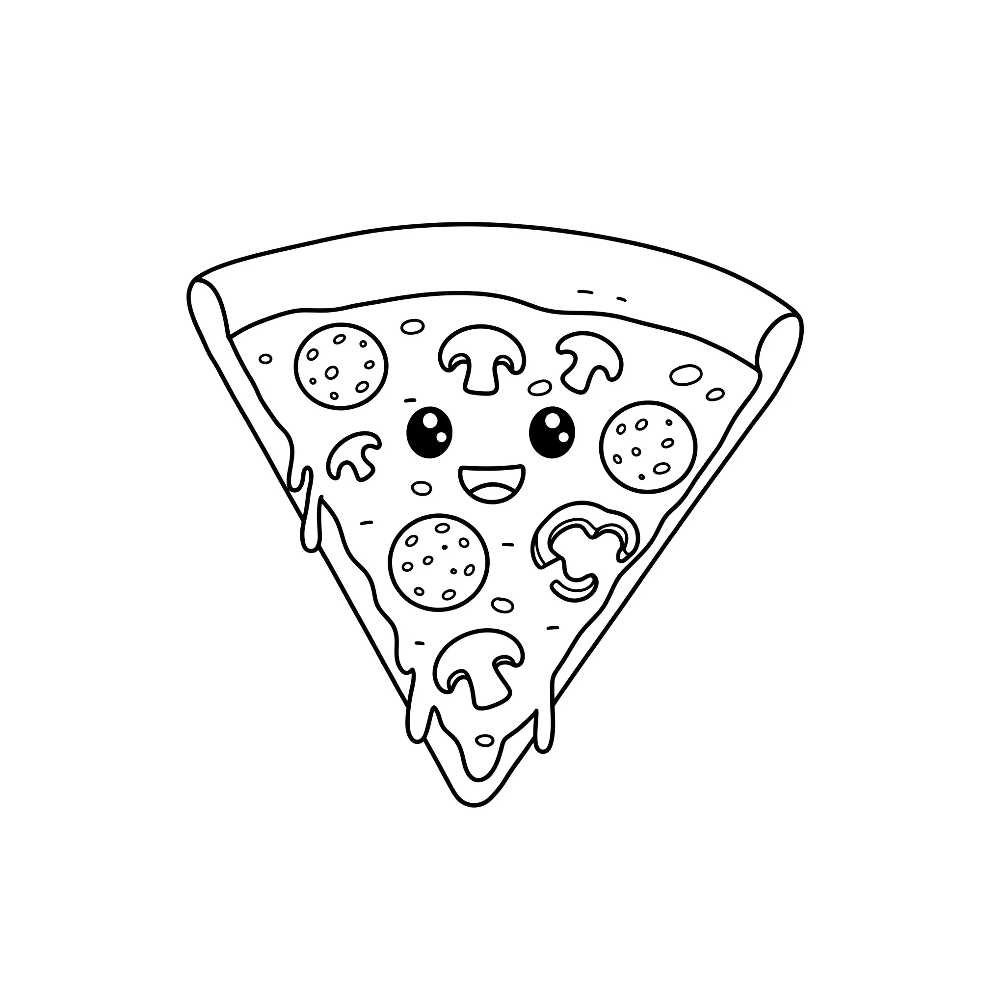 coloriage Une part de pizza avec des garnitures classiques à imprimer pdf gratuit