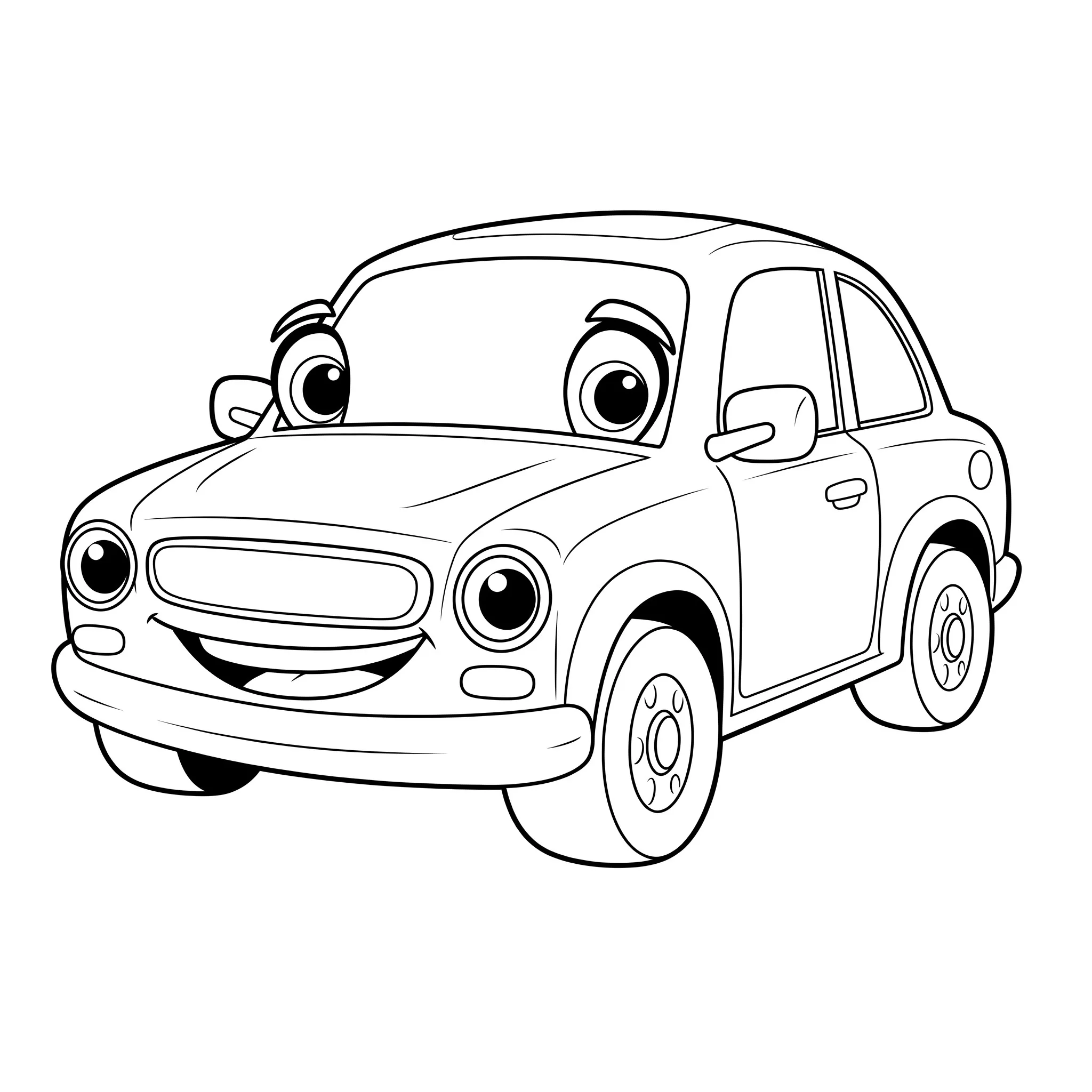 coloriage Une voiture rigolote avec des yeux a imprimer