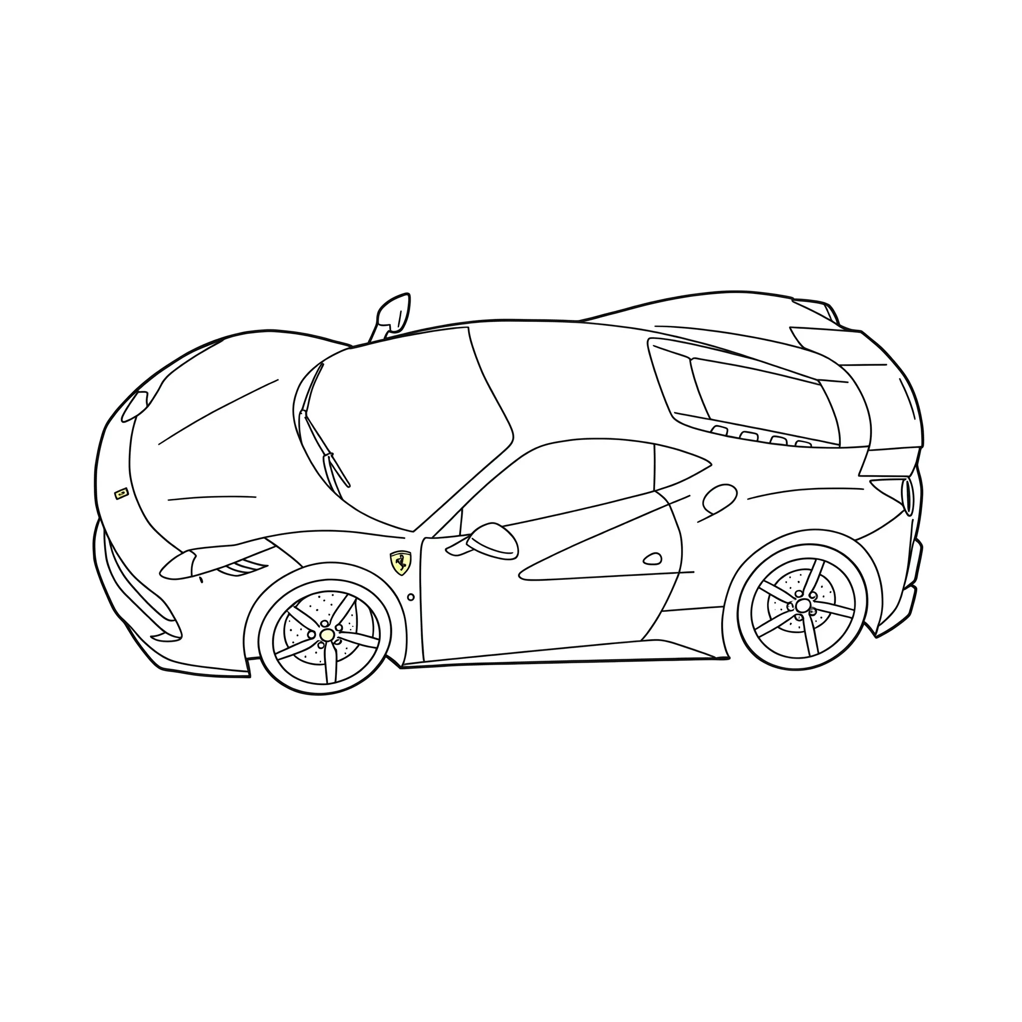 coloriage Une vue de dessus simplifiée d’une Ferrari moderne à imprimer pour enfant de 10 ans