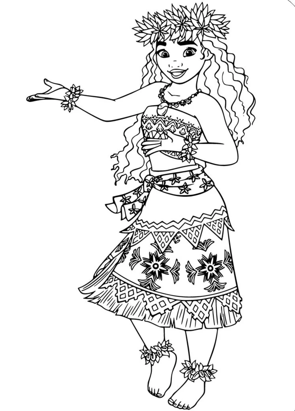 coloriage Vaiana à imprimer pour enfants