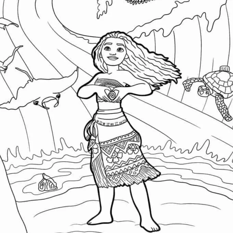 coloriage Vaiana pour bebe a imprimer