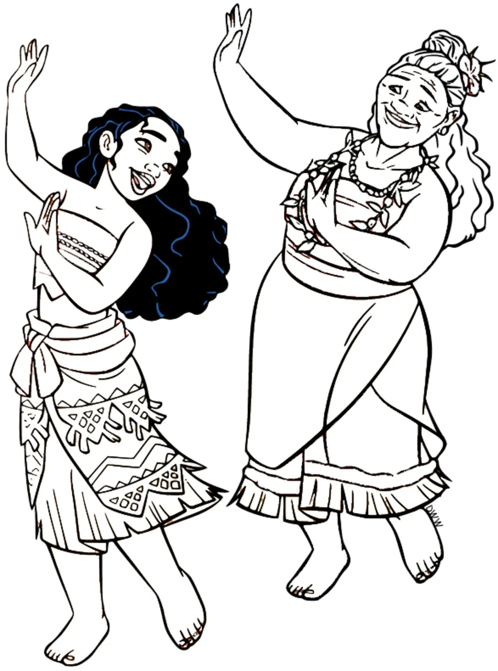 coloriage Vaiana pour enfant de 5 ans