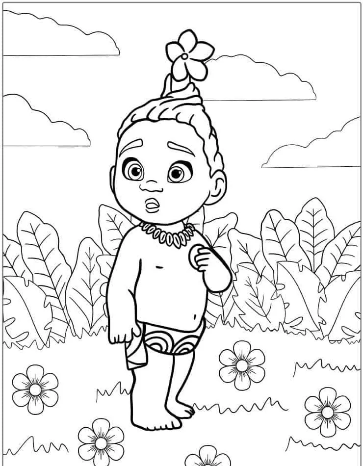 coloriage Vaiana pour enfant de 7 ans 2