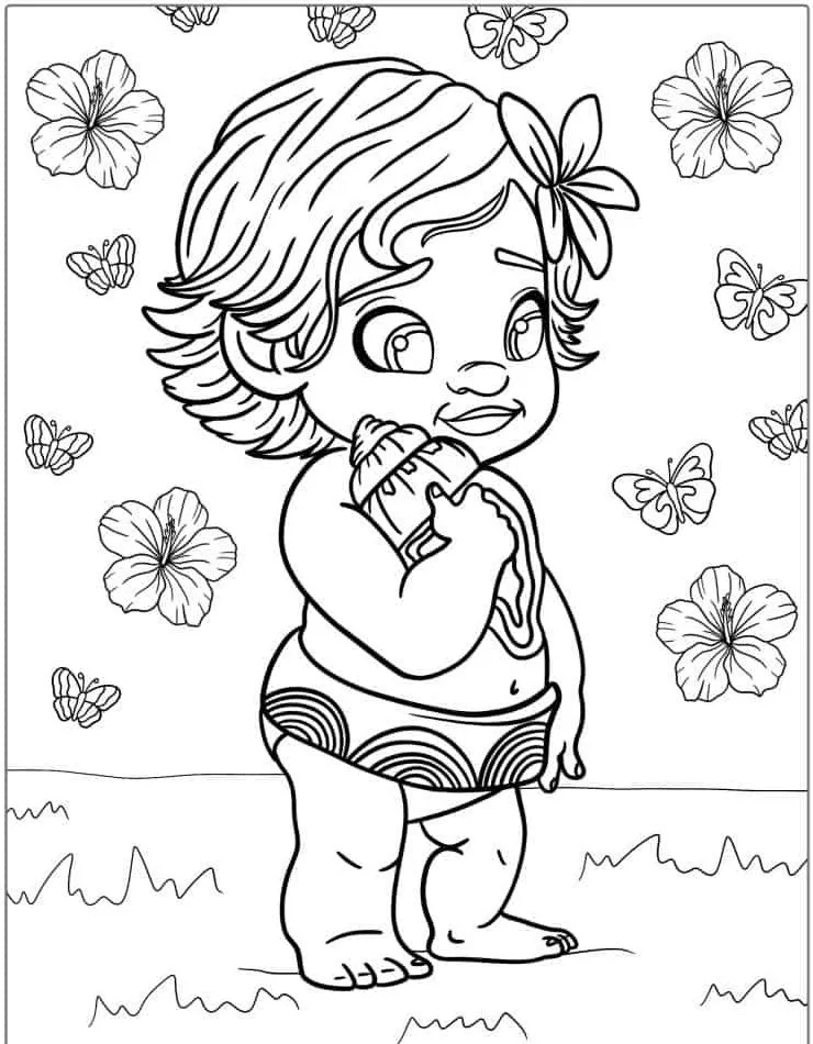 coloriage Vaiana et decoupage