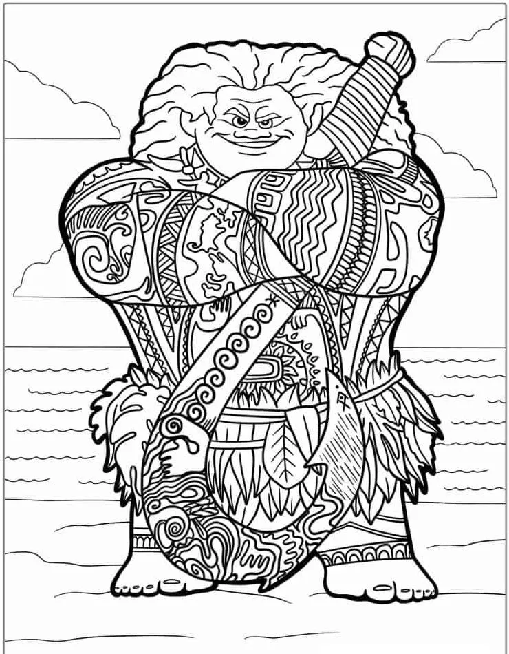 coloriage Vaiana pour enfant de 3 ans 2