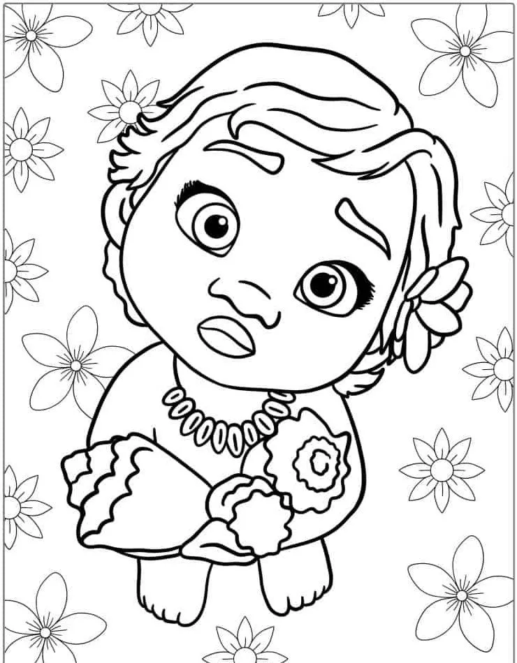 coloriage Vaiana a imprimer pour enfant de 4 ans 1