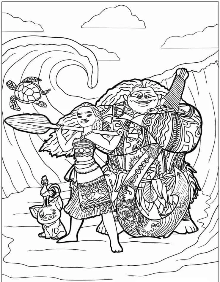 coloriage Vaiana à imprimer pour enfant de 10 ans 1