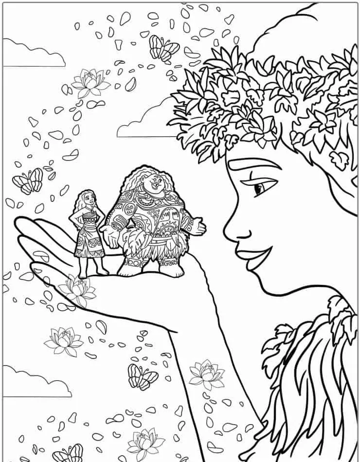 coloriage Vaiana pour enfants à imprimer 2