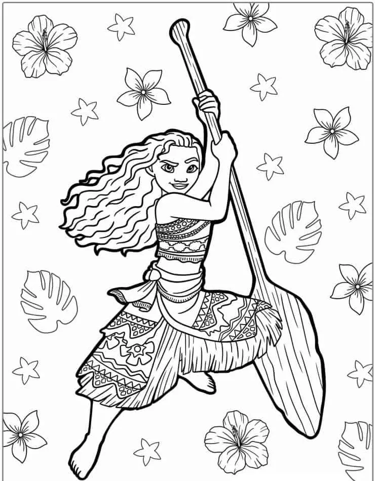 coloriage Vaiana à imprimer pour enfant de 7 ans 1