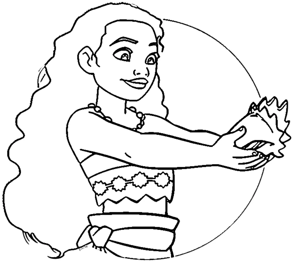 coloriage Vaiana à imprimer pour enfant de 2 ans 1