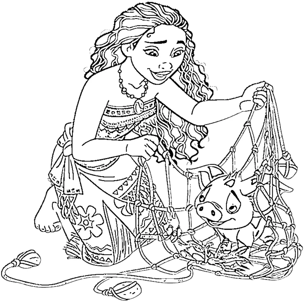 coloriage Vaiana à imprimer pour enfants 1