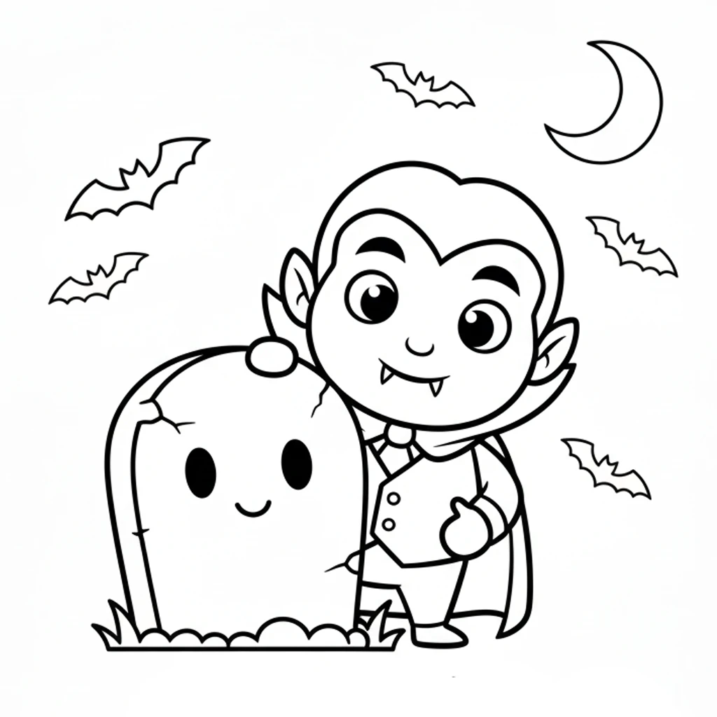 coloriage Vampire Halloween pour enfant de 6 ans