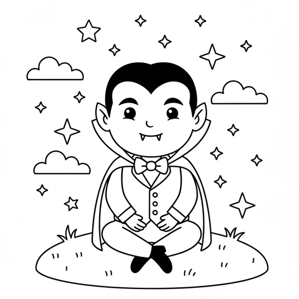 coloriage Vampire Halloween et apprentissage