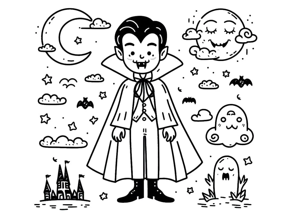 image de coloriage Vampire Halloween pour enfant