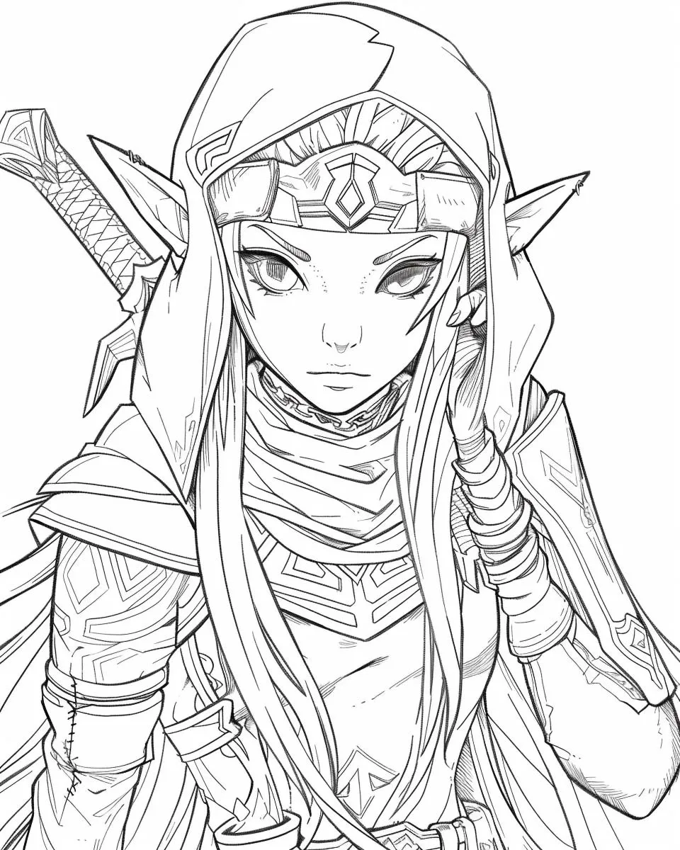 coloriage Zelda et découpage à imprimer 2