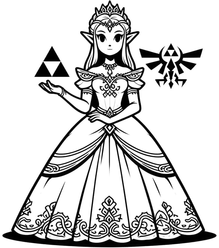 coloriage Zelda et decoupage 1