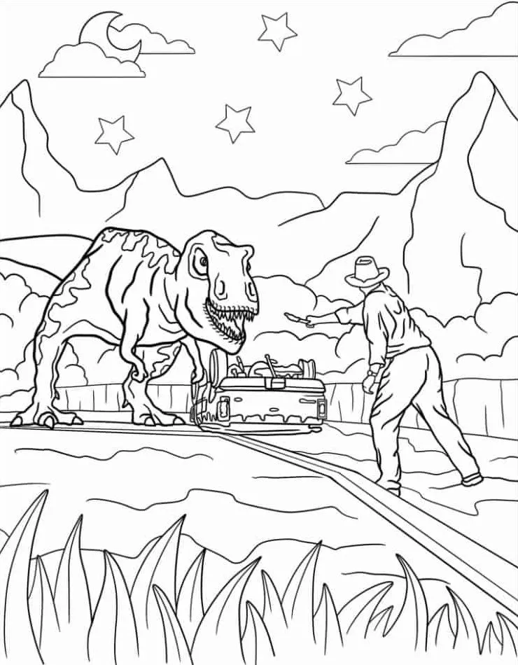 coloriage jurassic world d'enfant a imprimer