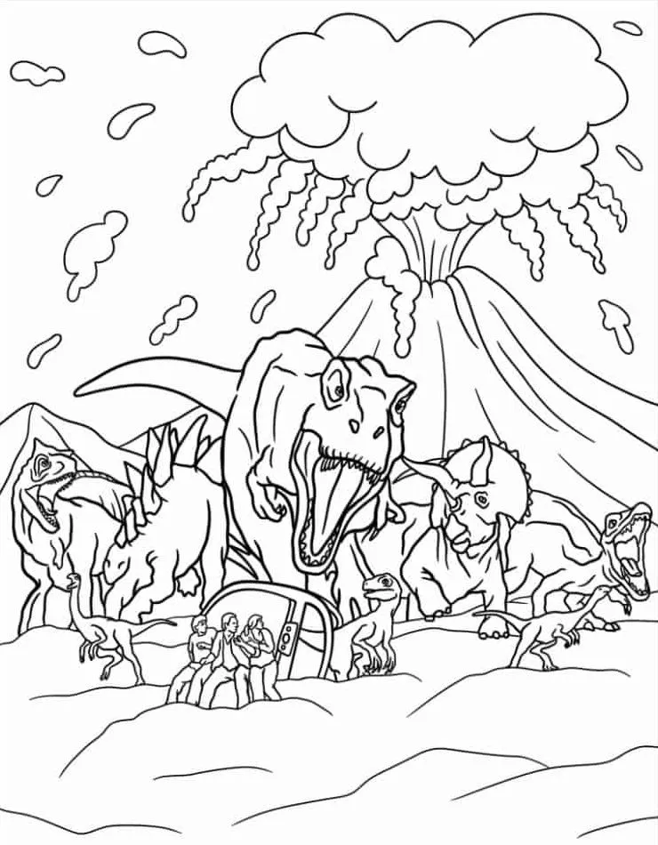 coloriage jurassic world pour enfants à imprimer