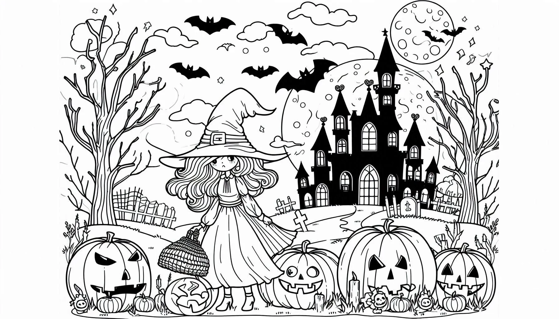 image de coloriage sorcière pour enfant