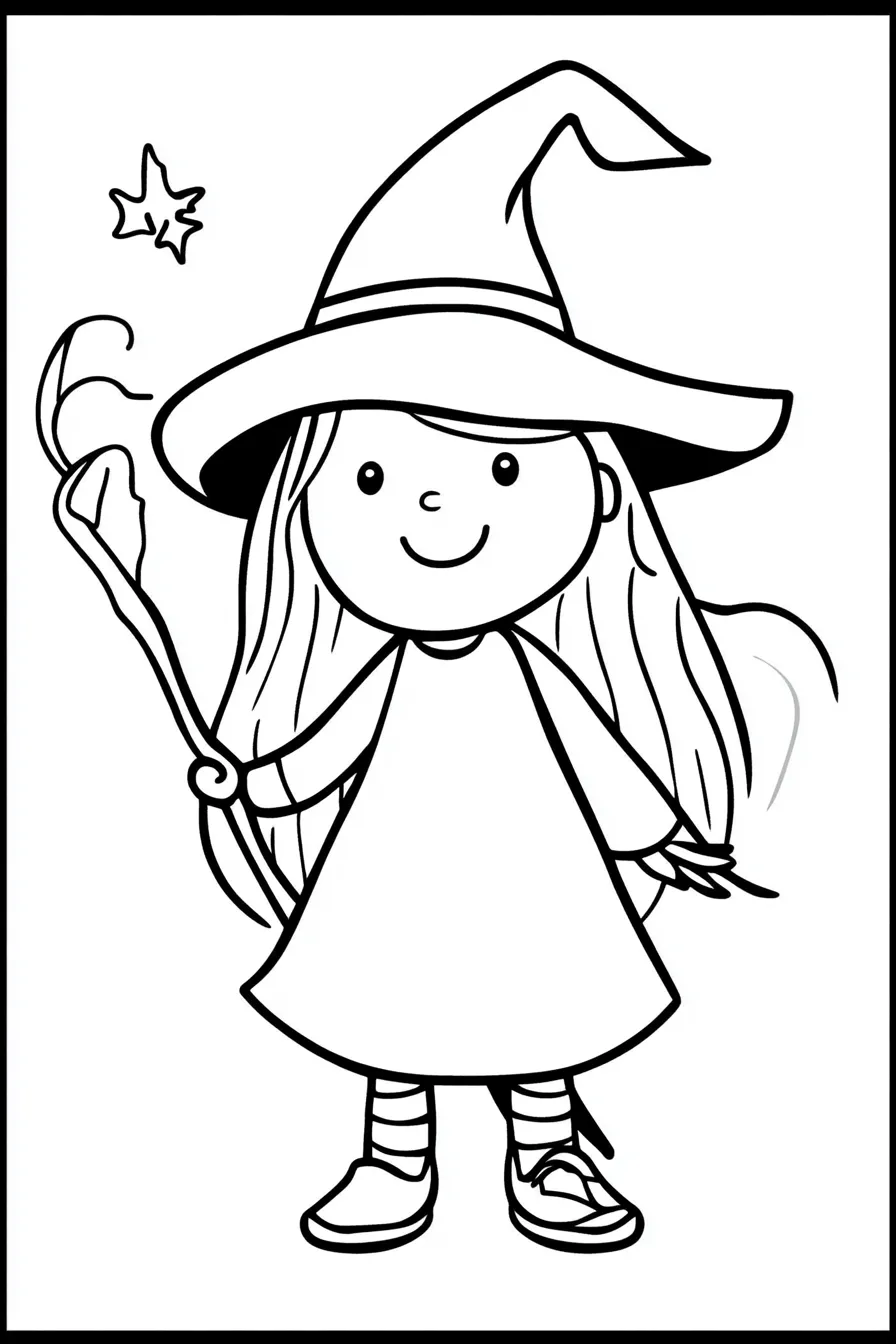 coloriage sorcière pour enfant à imprimer