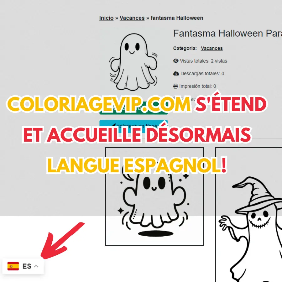 Instructions pour passer au langue espagnol sur coloriagevip.com