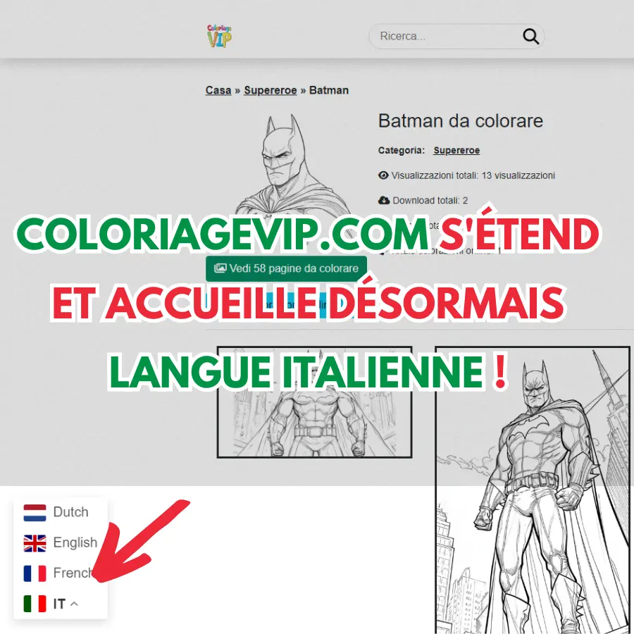 Instructions pour passer au langue italienne sur vip.com pour enfants a imprimer gratuit