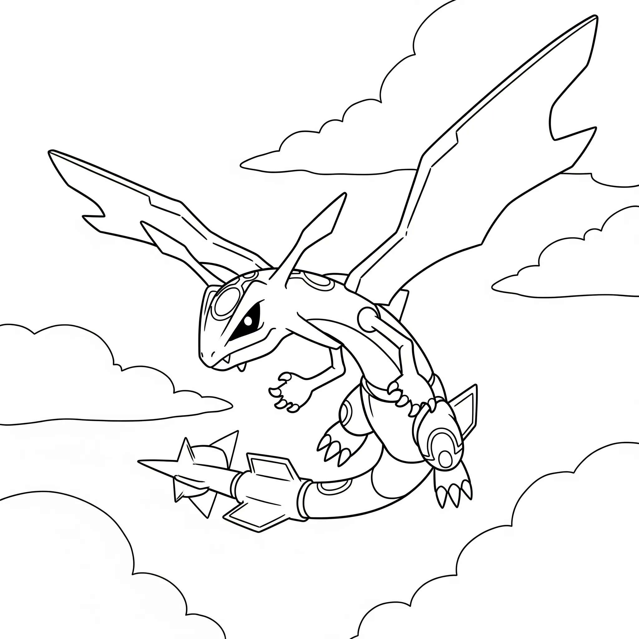 coloriage Rayquaza dans le ciel a imprimer gratuitement