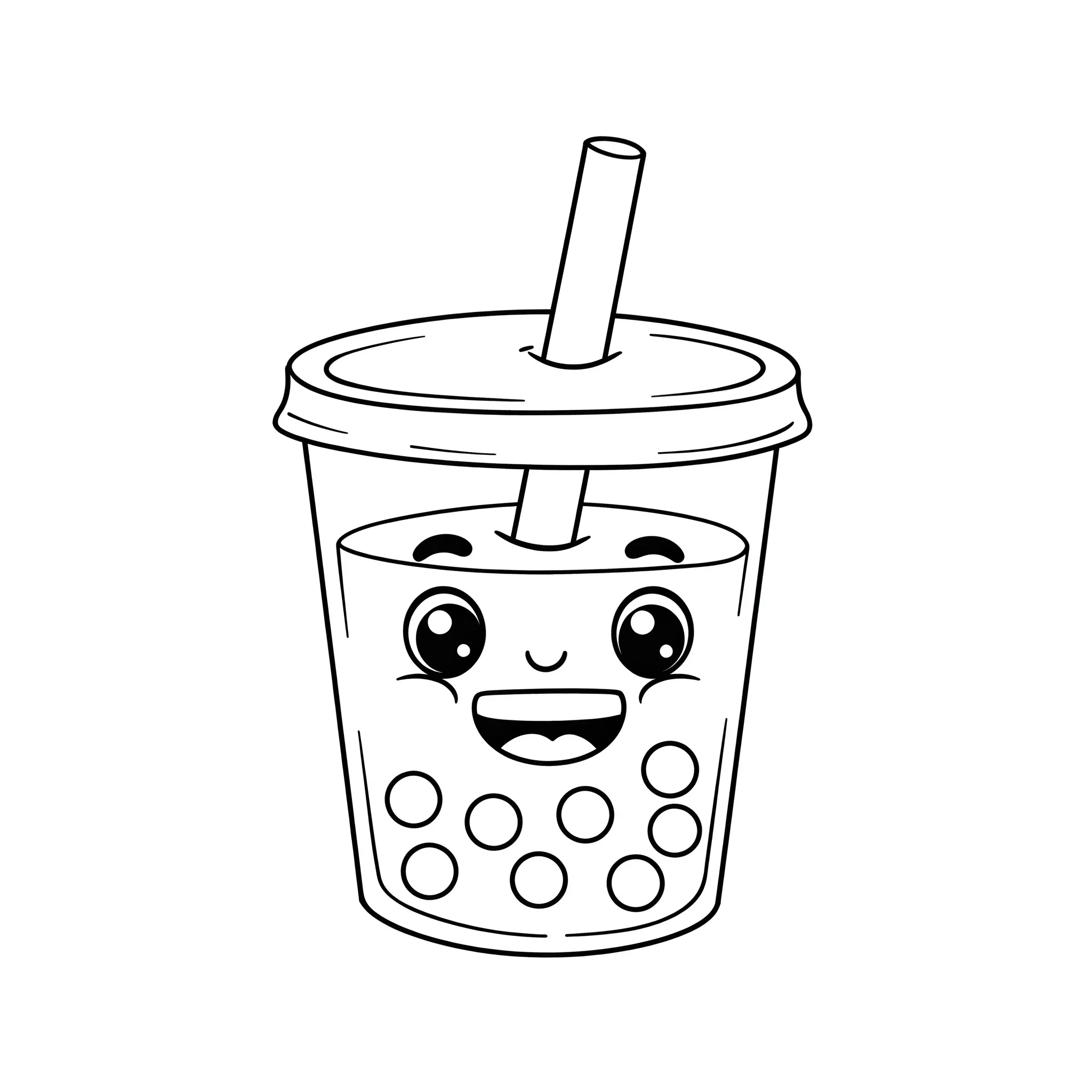 coloriage Un visage souriant sur un Bubble Tea à imprimer pour enfant de 2 ans