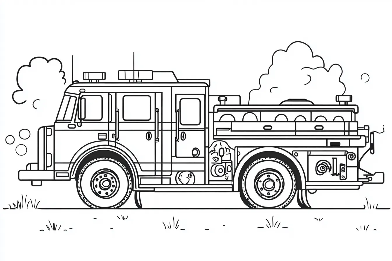 coloriage Camion de pompier à imprimer pour enfants