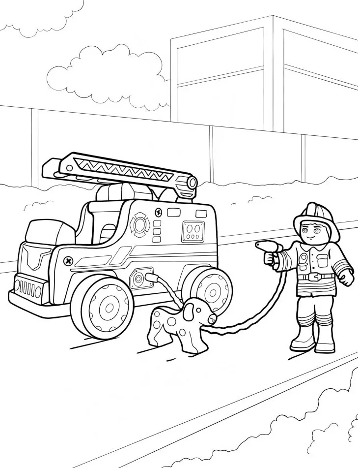 coloriage Camion de pompier pour enfant a imprimer gratuit 1