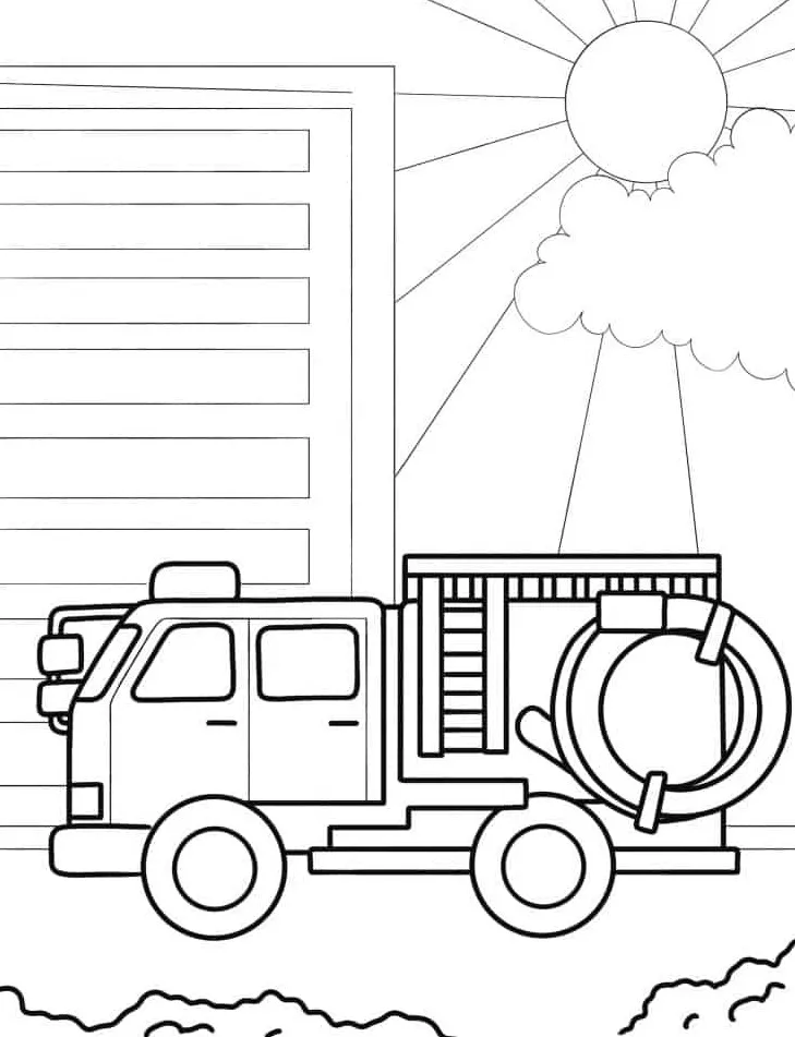 coloriage Camion de pompier pour enfant de 3 ans 1