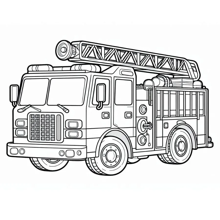 coloriage Camion de pompier pour primaire