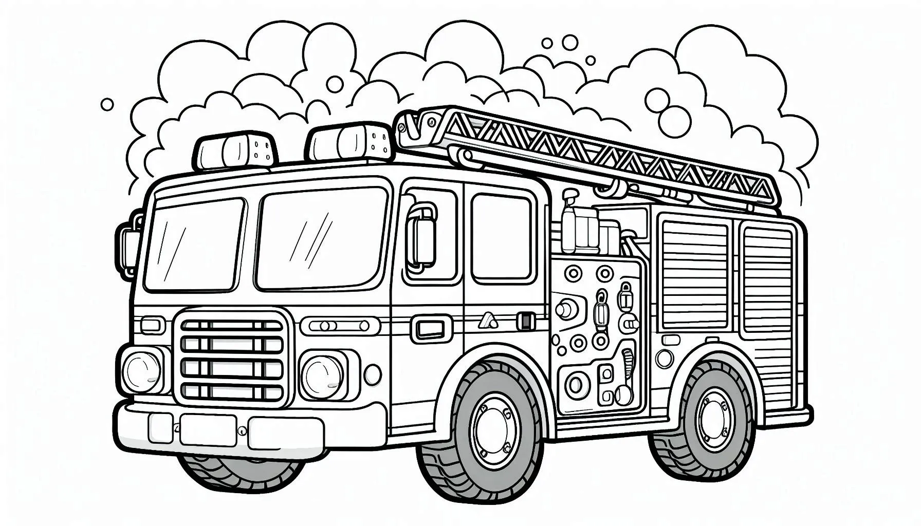 coloriage Camion de pompier pour enfants à télécharger