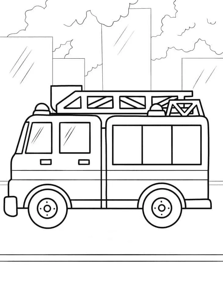 coloriage Camion de pompier pour enfant 4