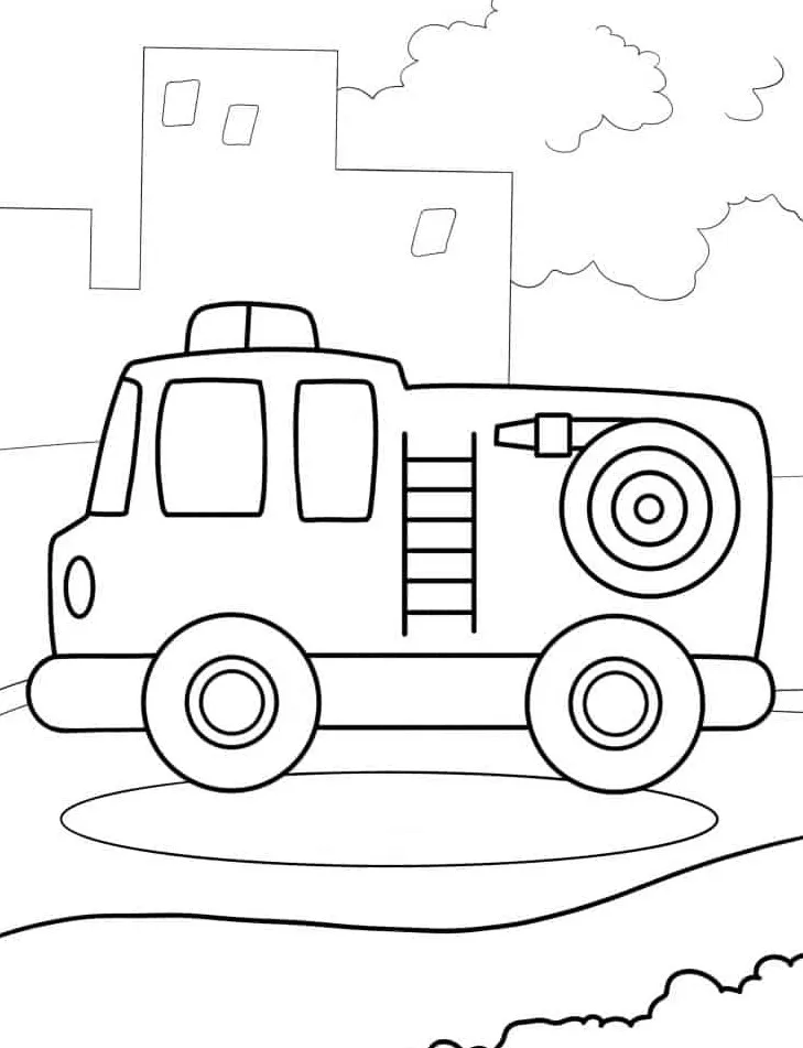 coloriage Camion de pompier pour enfant de 2 ans