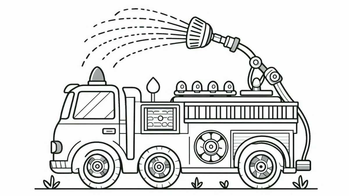 coloriage Camion de pompier à imprimer pour enfant de 9 ans