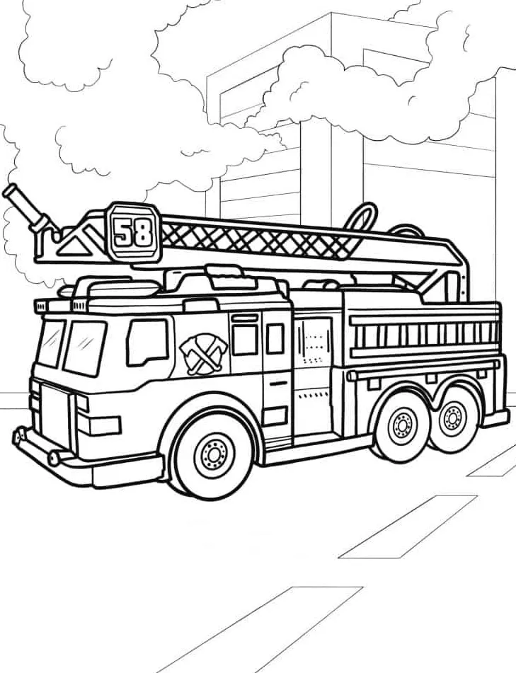 coloriage Camion de pompier et decoupage a imprimer gratuit 1