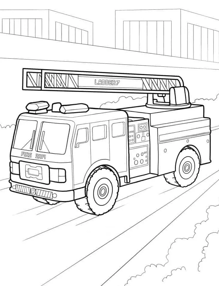 a imprimer coloriage Camion de pompier gratuit