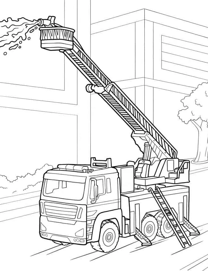 coloriage Camion de pompier gratuit pour enfants