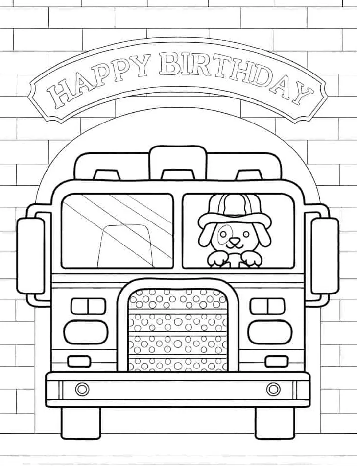 coloriage Camion de pompier pour enfant de 4 ans