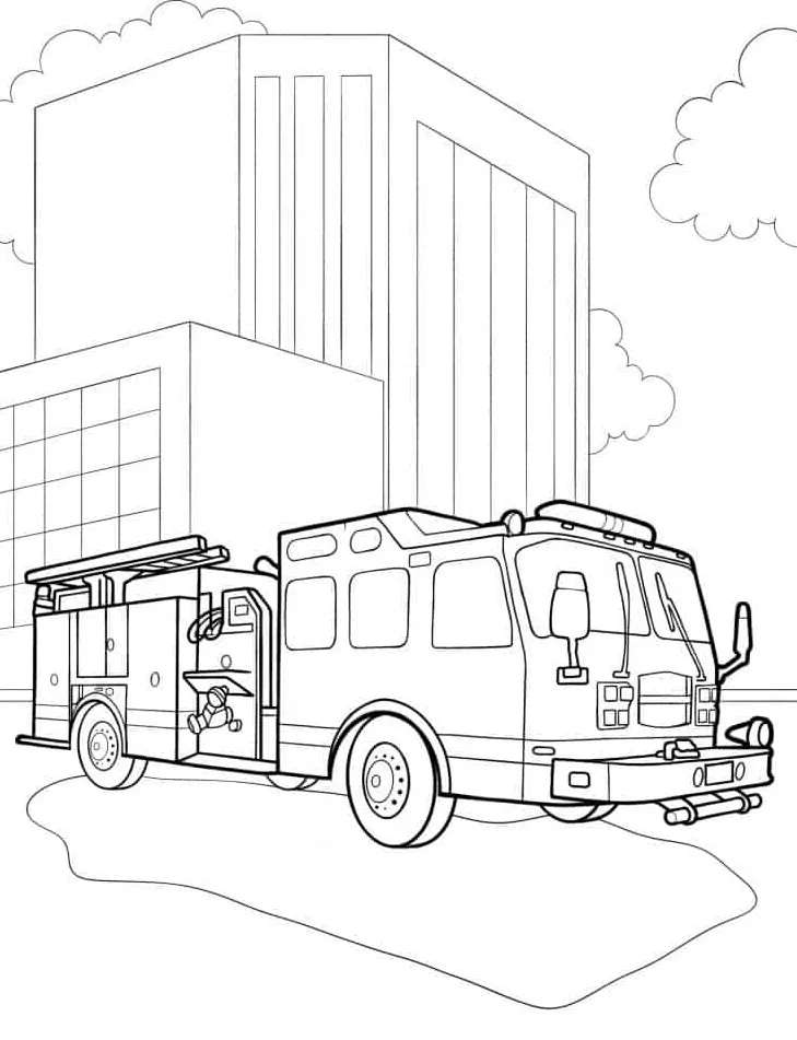 coloriage Camion de pompier et decoupage a imprimer gratuit