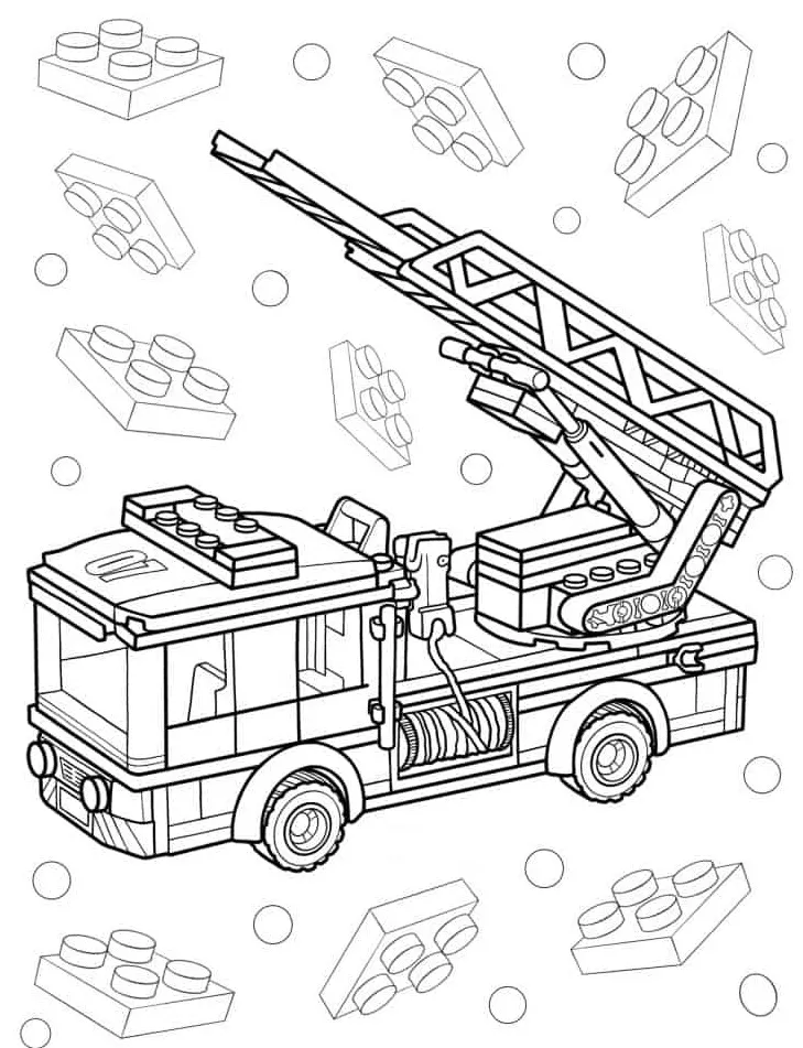 coloriage Camion de pompier pour enfant 3