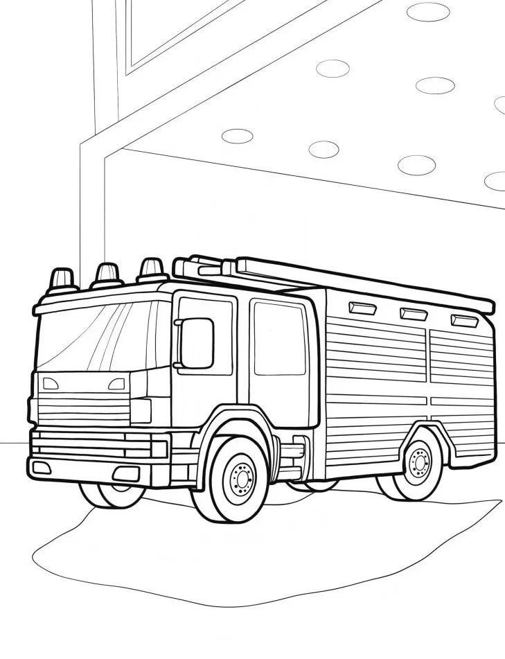 image pour coloriage Camion de pompier enfant