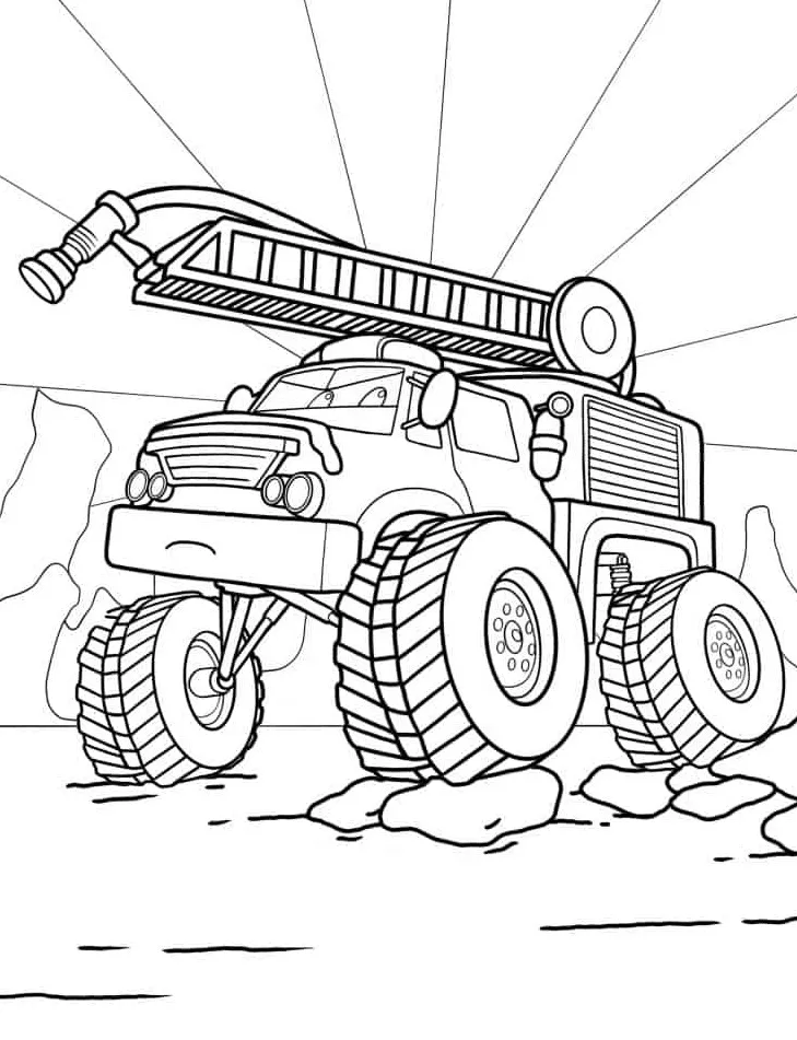 coloriage Camion de pompier pour enfant a imprimer gratuit