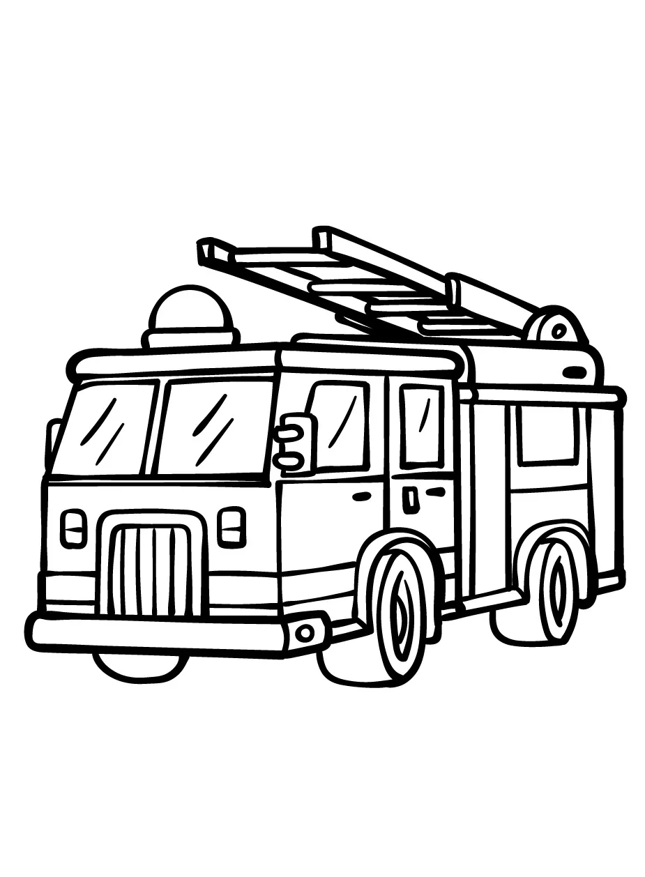 coloriage Camion de pompier à imprimer pour enfant de 4 ans 2