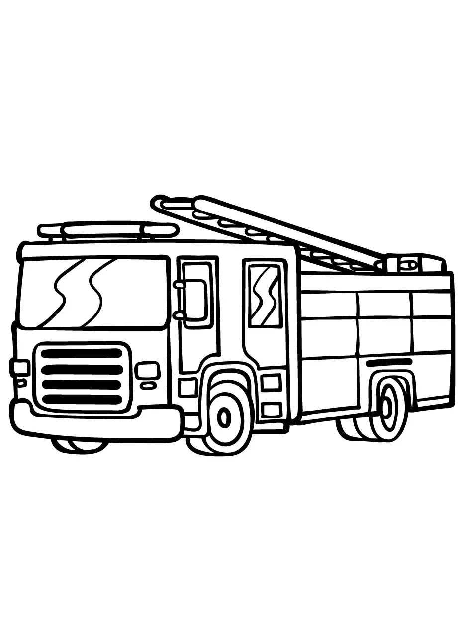 coloriage Camion de pompier à imprimer pour enfant de 4 ans 1